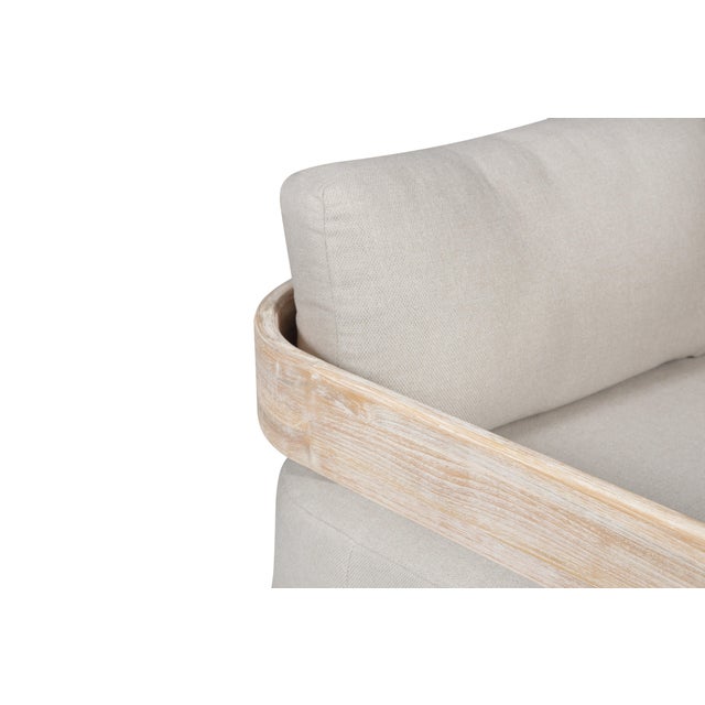 Gray Paradiso Outdoor Teak Natural Look Swivel Chair - Gray Fabric For Sale - Image 8 of 9