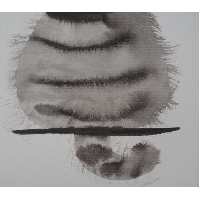 Contemporary Laszlo Tibay, Chaton touffu, Ink & Wash Drawing For Sale - Image 3 of 5