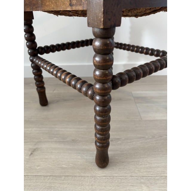 Vintage Corner Chair in Turned Wood with Straw Seat, 1940s For Sale - Image 11 of 12