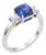 Vintage 1.80 Carat Sapphire Diamond 18k White Gold Ring, Size 6.25 For Sale