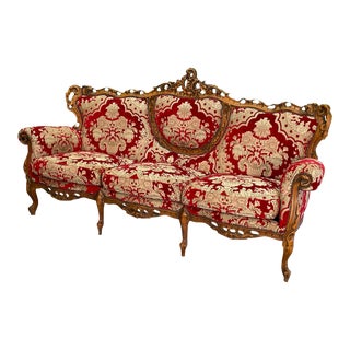 Louis Style Ornate Carved Parlor Sofa For Sale