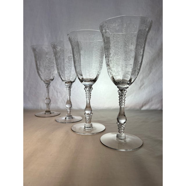 1940s Cambridge Rose Point Goblets- Set of 4 For Sale In New York - Image 6 of 6