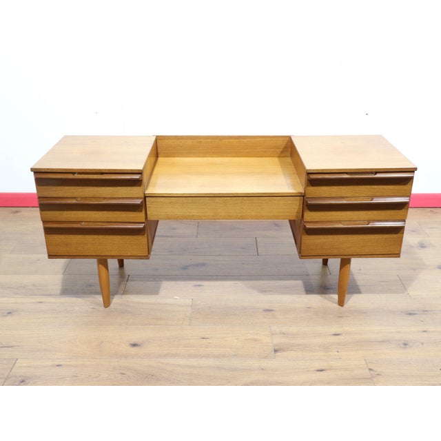 Mid-Century Modern Mid Century Modern Vintage Teak British Vanity Dresser Desk For Sale - Image 3 of 15