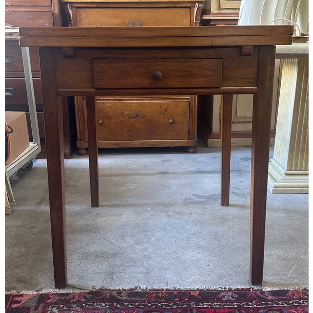 Tan Extendable Square Table in Beech Wood, 1900s For Sale - Image 8 of 18