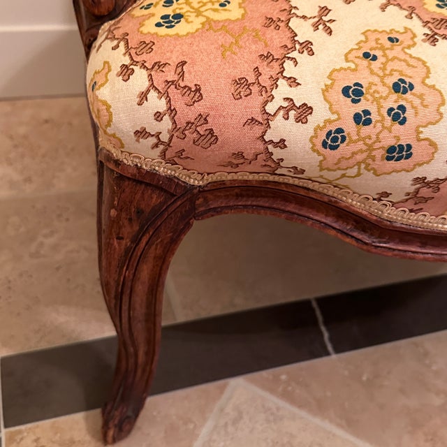 English Pair 1800s Fauteuils With English Upholstery For Sale - Image 3 of 11