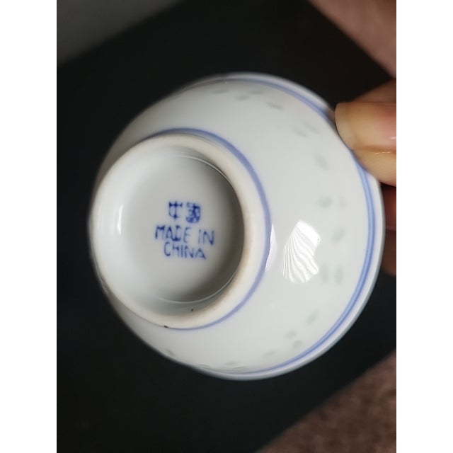 Ceramic Late 19th Century Tienshan Rice Grain Pattern Sauce Dipping Bowls For Sale - Image 7 of 8