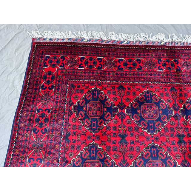 Red Fine Khamyab Hand-Knotted Wool Rug - 6'6" X 10' For Sale - Image 8 of 12