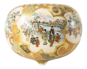 Japanese Gilt Satsuma Tripod Coro Incense Burner