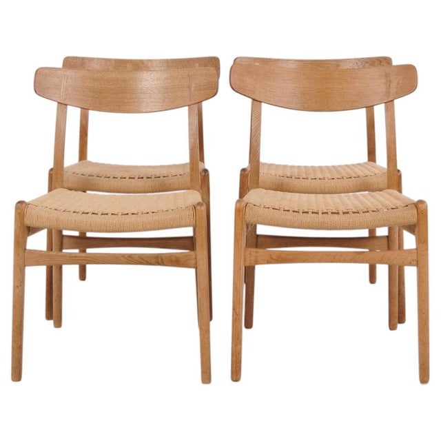 CH23 Oak Dining Chairs with Woven Seats by Hans J. Wegner for Carl Hansen & Søn, 1960s, Set of 4 For Sale - Image 12 of 12