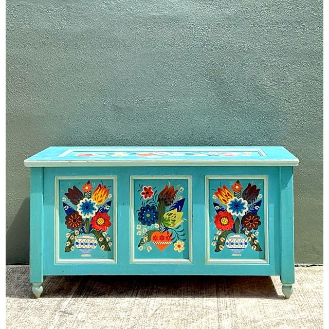 Vintage Hand Painted Blanket Trunk For Sale - Image 9 of 12