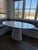 White Quartz Room and Board Decker 60w 37d Oval Table. White base with Marbled white quartz top. Excellent condition. Very...