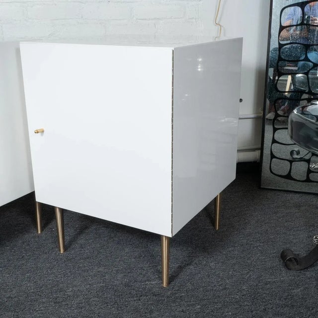 1980s Vintage Mid-Century Modern Cubic White Cabinets - a Pair For Sale - Image 5 of 13