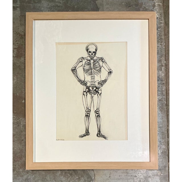 Contemporary Vintage Framed Skeleton Study on Paper For Sale - Image 3 of 12