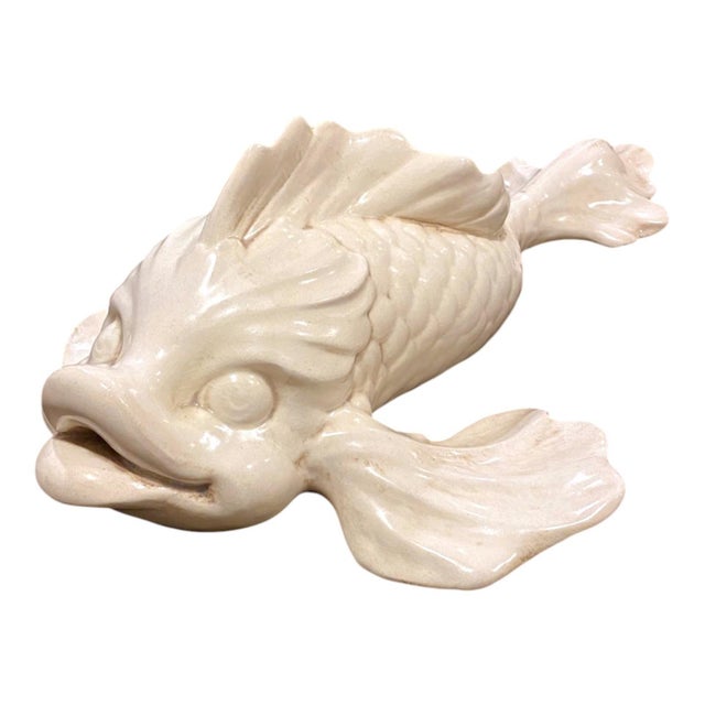 Ceramic Freeman McFarlin White Pottery Fish Koi Wall Art Large 19" Mid-Century Modern Decor Rare For Sale - Image 7 of 14