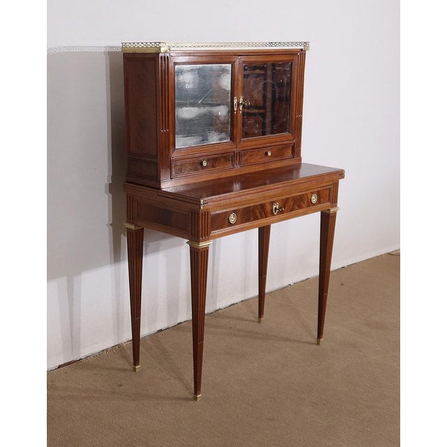 Small Mid-19th Century Louis XVI style Mahogany Bonheur-du-Jour Desk For Sale - Image 3 of 18