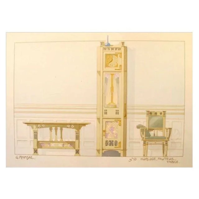 Vintage French Decorator Sheet Interior/Clock For Sale