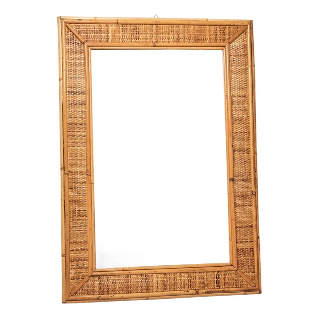 Bamboo and Cane Mirror, 1970s For Sale