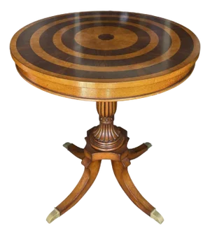 19th C Style English Bullseye Marquetry Inlaid Side Table