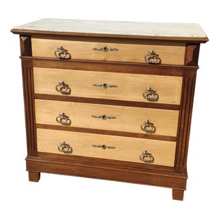 Chest of Drawers in Wood and White Marble, 1950s For Sale