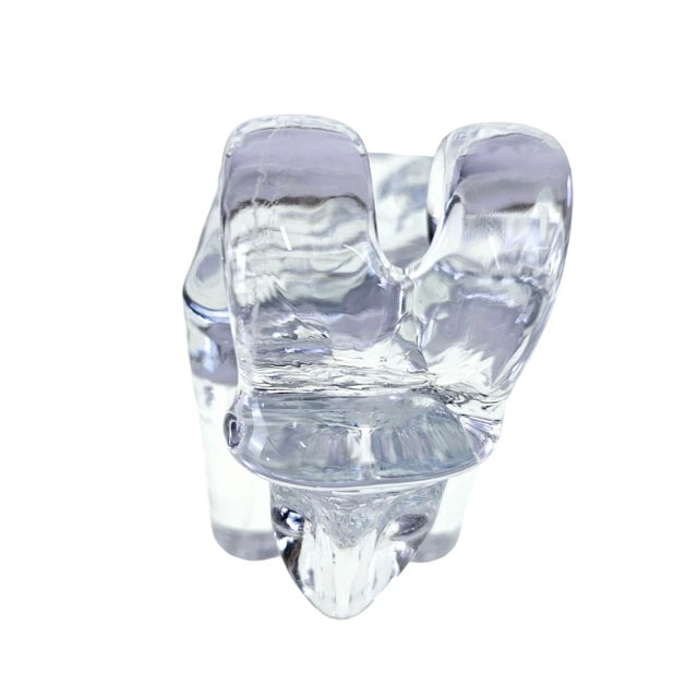 Transparent Kosta Boda Ram Goat Longhorn Taper Candle Holder For Sale - Image 8 of 9