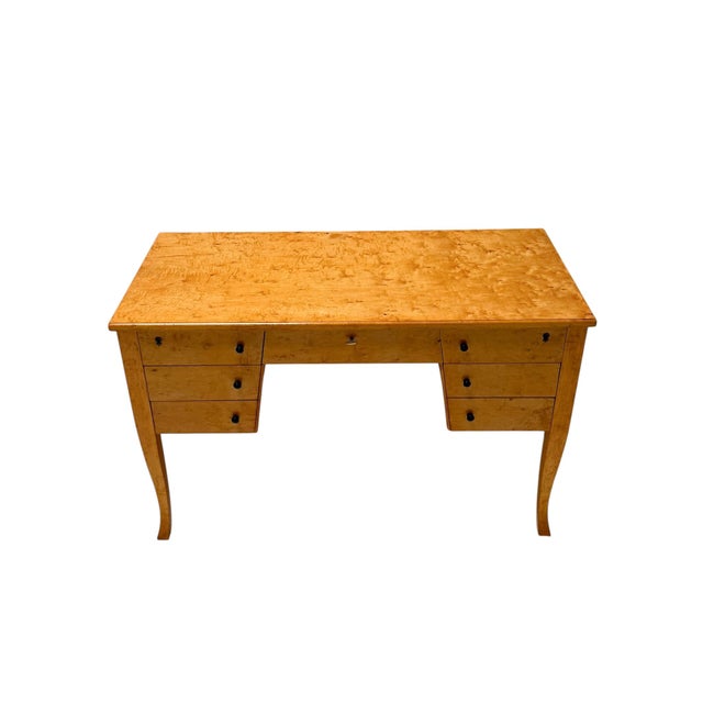 Art Deco Swedish Desk in Birdseye Maple, 1940s For Sale - Image 12 of 14