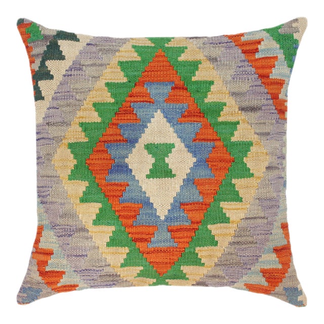 Modern Turkish Cedrick Hand Woven Kilim Throw Pillow For Sale