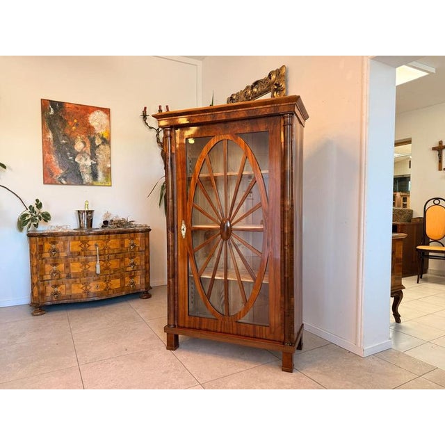 Biedermeier Sun-Shaped Display Cabinet in Walnut For Sale - Image 13 of 13