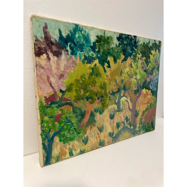 Impressionist Vintage Impressionist Landscape Painting on Canvas For Sale - Image 3 of 8