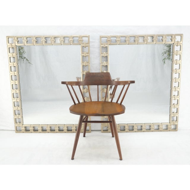 Mid-Century Modern Pair of Silvered Chain Link Style Frames Rectangle Decorative Wall Mirrors For Sale - Image 3 of 7