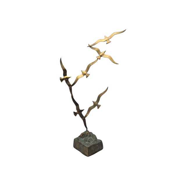 Modernist Brass Seagull Sculpture, Abstract Birds in Flight For Sale In San Francisco - Image 6 of 16