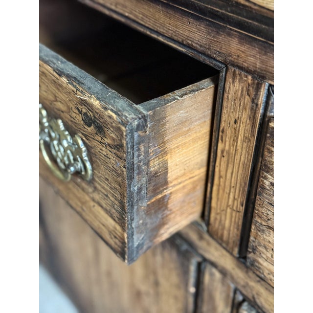 Wood Antique English Pine Stained Sideboard For Sale - Image 7 of 8