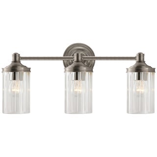 Alexa Hampton for Visual Comfort Signature Ava Triple Sconce in Antique Nickel with Crystal For Sale