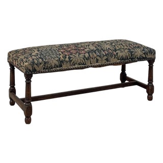 Antique Renaissance Revival Floral Needlepoint Tapestry Bench For Sale