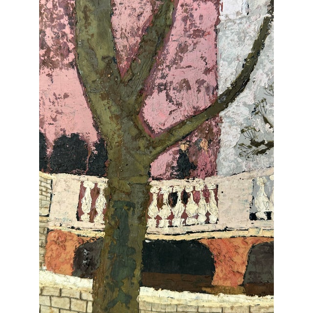 Mid 20th Century Mid-Century Modern Norbert Smith Impasto Architectural Landscape Cityscape Painting. For Sale - Image 5 of 12