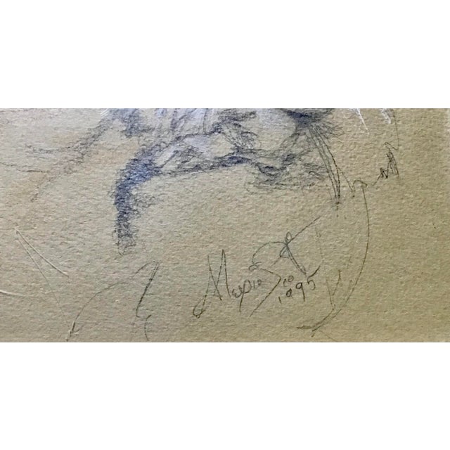 Lot of 2 Vintage Original Sketch Drawings by Alexia Scott, American Artist, 1995 For Sale - Image 4 of 9