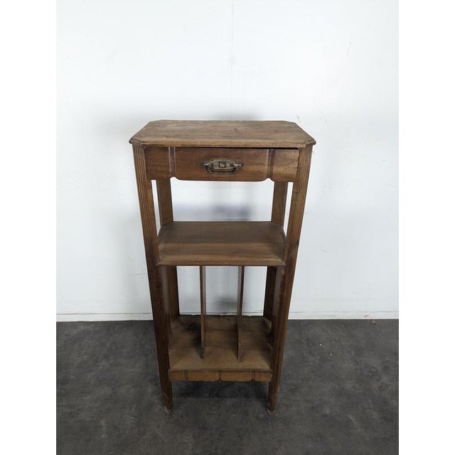 Walnut Music Cabinet with Compartments and Drawer, 1900s, Brass For Sale - Image 3 of 10
