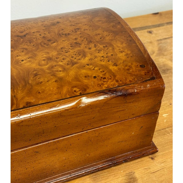 Brown Oversize Vintage Domed Lid Burled Wood Box For Sale - Image 8 of 13