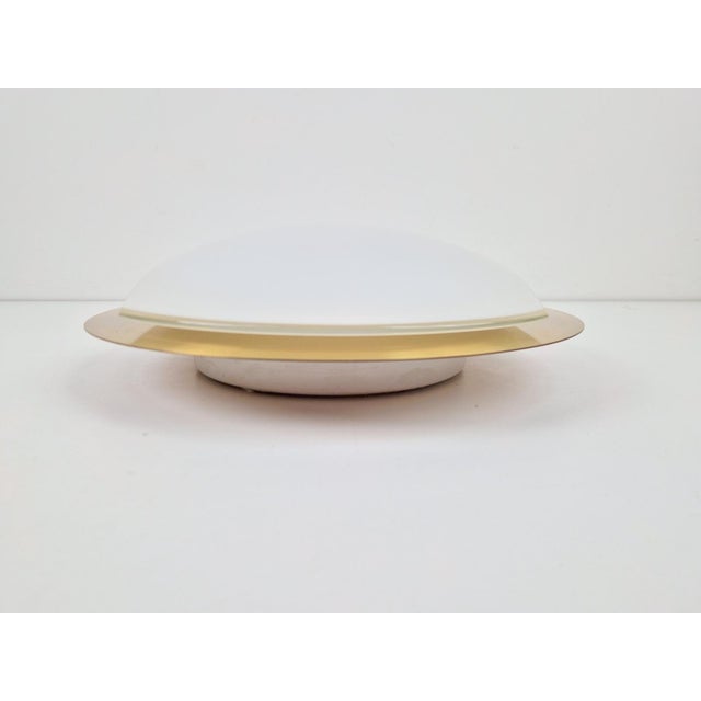 Gold Vintage Brass and Glass Ceiling Lamp from Peill & Putzler, 1970s For Sale - Image 8 of 10