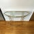 Art Deco Curved 1970s Gold Brass Colored Sofa Table Console With Glass Top For Sale - Image 3 of 12