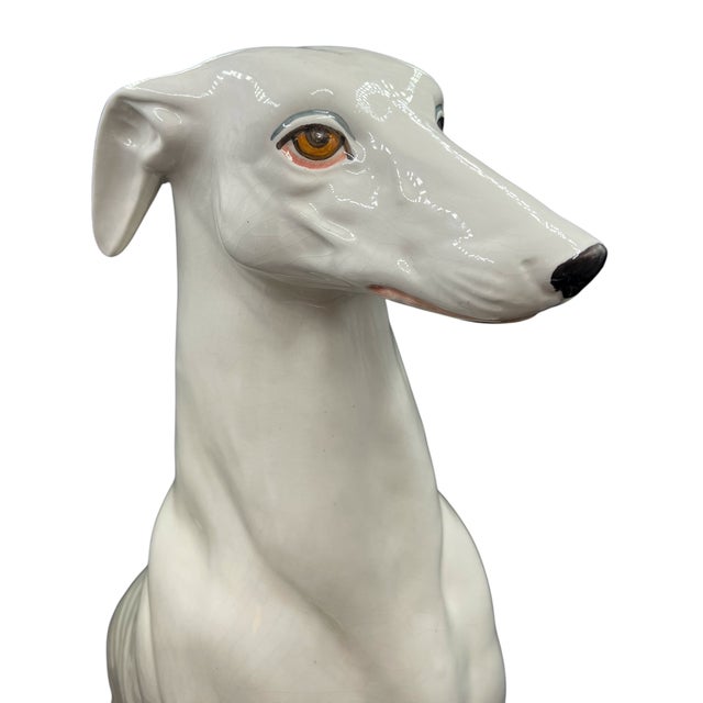 Late 20th Century Late 20th Century Life Size Glazed Ceramic Italian Greyhound Figurine For Sale - Image 5 of 11