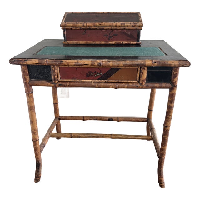 19th C. English Antique Bamboo Writing Desk For Sale