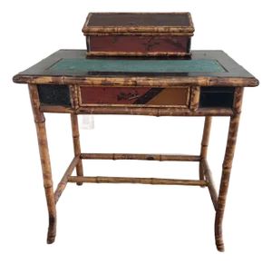 19th C. English Antique Bamboo Writing Desk