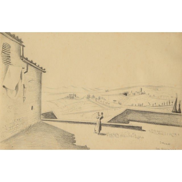 Richard Seewald, Mother & Child (San Gimignano, Tuscany), 1920s, Pencil and Handmade Paper, Framed For Sale - Image 12 of 12