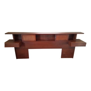 Mid-Century Headboard With Floating Nightstands For Sale