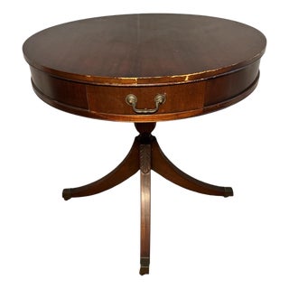 Mid 20th Century Mahogany Drum Top Quadruple-Handled Parlor Table For Sale