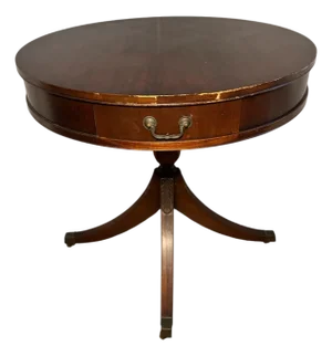 Mid 20th Century Mahogany Drum Top Quadruple-Handled Parlor Table
