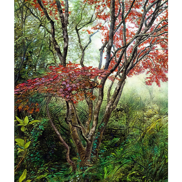 Contemporary The Long Way Home by Thane Gorek | Gouache and oil on canvas Landscape with stone steps and trees For Sale - Image 3 of 4