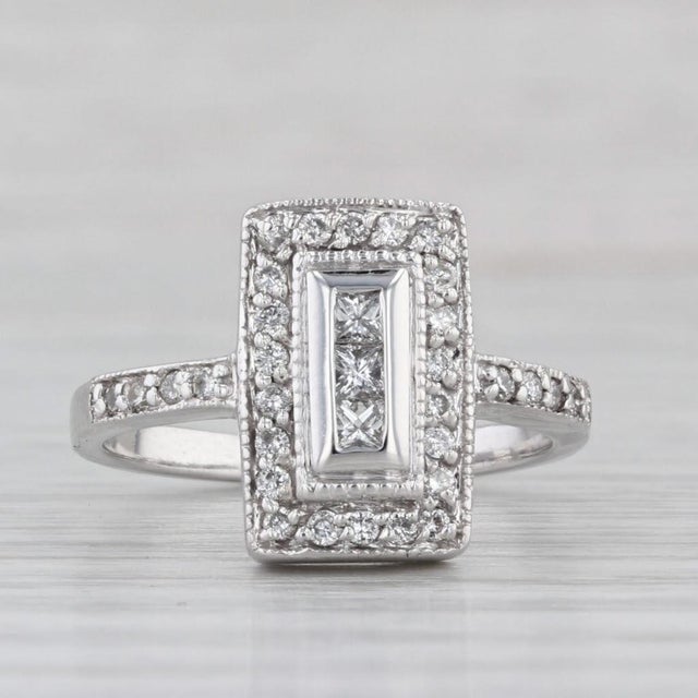 0.35ctw Diamond Halo Ring 14k White Gold Size 7 For Sale In Greensboro - Image 6 of 9