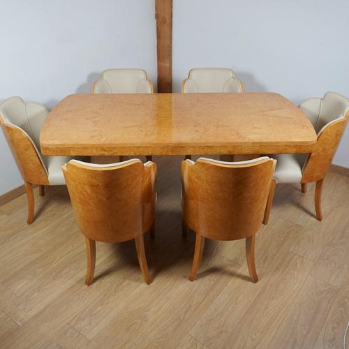 Brown Art Deco Six Seater Dining Suite, 1930s, Set of 7 For Sale - Image 8 of 18