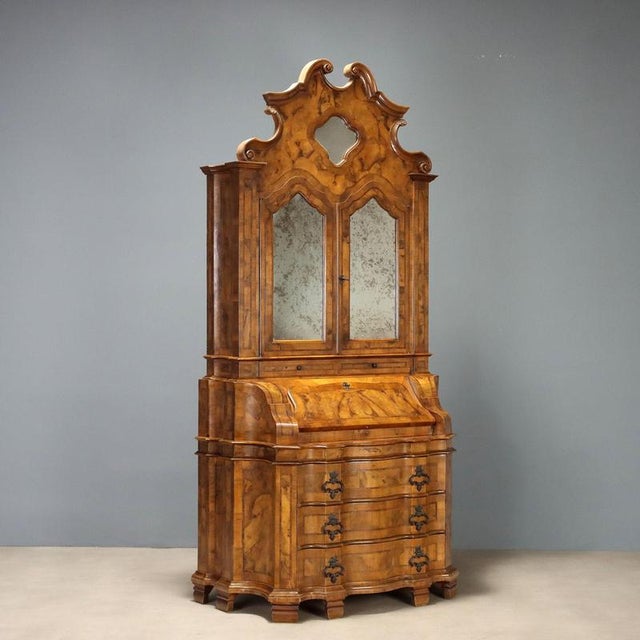 Walnut and Burl Walnut Trumeau, Italy, 1900s For Sale - Image 12 of 12